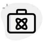 Briefcase and atomic, structure layout isolated on a white background icon