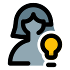 Female user with multiple ideas with lightning bulb logotype icon