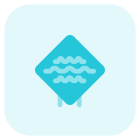 Big waves warning on a sign board layout icon