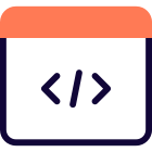 Programming and coding software on a web browser icon