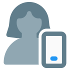 Single female user using web messenger on a smartphone icon