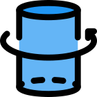 Three dimensional cylindrical model rotating in anticlockwise rotation icon