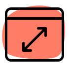 Landing page with resize diagonally arrows icon