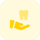 Dental care specialty center with hand and tooth Logotype icon