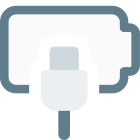 Phone no battery and requires charging with cable port logotype icon
