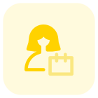 Single female user calendar to schedule work layout icon