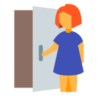 mulher-abrindo-porta icon