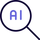 Artificial Intelligence program search online isolated on a white background icon