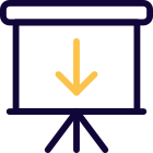 White board with downwards direction arrow layout icon