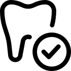 Dental procedure of a dentistry with a checklist approved icon