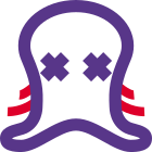 Mouthless octopus with multiple legs and eyes crossed icon