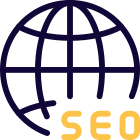 Seo search world isolated on a white background icon