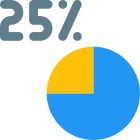 seção externa de vinte e cinco por cento em um gráfico de pizza-negócio-cor-tal-revivo icon
