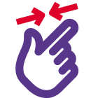 Zoom out function with two fingers inward direction swipe icon