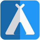 Camping tent and location for adventure during vacation time icon