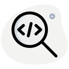 Search programming software with magnification glass logotype icon