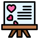 Whiteboard with Hearts icon