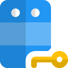 Secure modern server with key to unlock or authentication icon