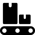 Shipment handling facility on a rolling conveyor icon