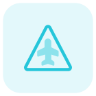 Triangular shape sign board with airplane logotype icon
