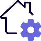 Setting button of a smart home isolated on a white background icon