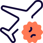 Aeroplane flight cancelled due to coronavirus pandemic icon