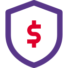 Money sheild with dollar symbol, secured money. icon