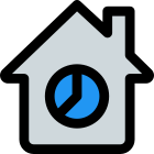 Real estate price of modern houses displayed in a pie chart icon
