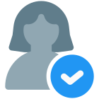 Check mark on a natural user for authentication and approval icon