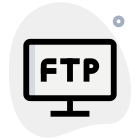 Computer connected to FTP server for data file transfer icon