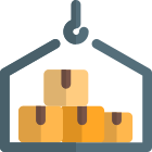 Boxes with transportation and handling with hook facility icon