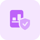 Bar chart file secured with defensive anti-virus icon