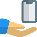Share smartphone with hand isolated on a white background icon