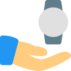 Share smartwatch with hand isolated on white background icon