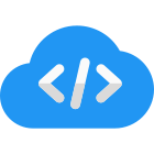 Programming on cloud application system isolated on a white background icon