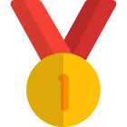 First place gold medal for achivement in games icon