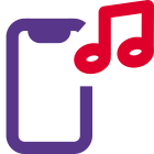 Music on smartphone with note symbol layout icon