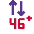 Fourth generation network plus and internet connectivity logotype icon