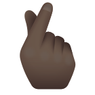 검지손가락과 엄지손가락을 교차한 손, 어두운 피부색 이모티콘 icon