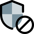 Blocked security shield isolated on a white background icon