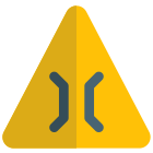 Triangular shape signboard with a narrow bridge lane icon