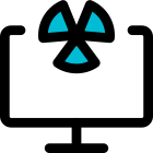 Computer monitoring nuclear energy power plant layout icon