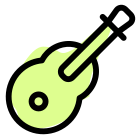 Acoustic guitar with a number of strings attached icon