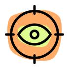 Live target of audience for web traffic with eye on crosshair icon