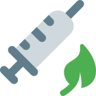Injections syringe short made from plant based medication icon