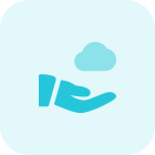 Share cloud info on hand isolated on a white background icon