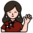 woman-avatar-Chinese-Cheongsam-hello-gesture-traditional icon