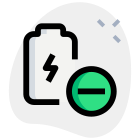 Battery charging cycle damaged with negative symbol icon