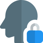 Admin user with a padlock isolated on the white background icon