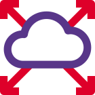 Cloud computing system with direction in all four corners icon